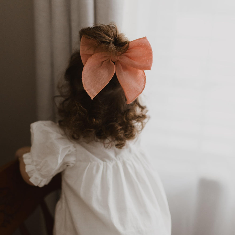 Coral Linen Fable Hair Bow
