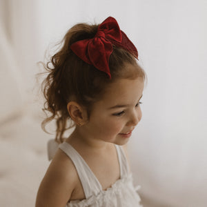 
                  
                    Load image into Gallery viewer, Ruby Velvet Hair Bow - Large
                  
                