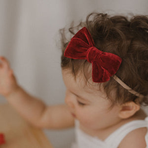 
                  
                    Load image into Gallery viewer, Ruby Red Velvet Hair Bow
                  
                