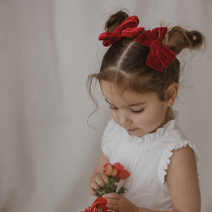 
                  
                    Load image into Gallery viewer, Ruby Red Velvet Hair Bow
                  
                